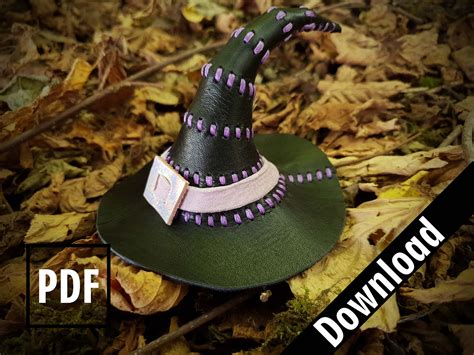 Witch Hat Leather Pattern 17 Hand Sewing Halloween Hat Pdf Witcher Hat Pattern Leather Mage Hat