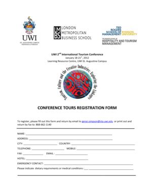 Fillable Online Sta Uwi Conference Tours Registration Form Uwi St