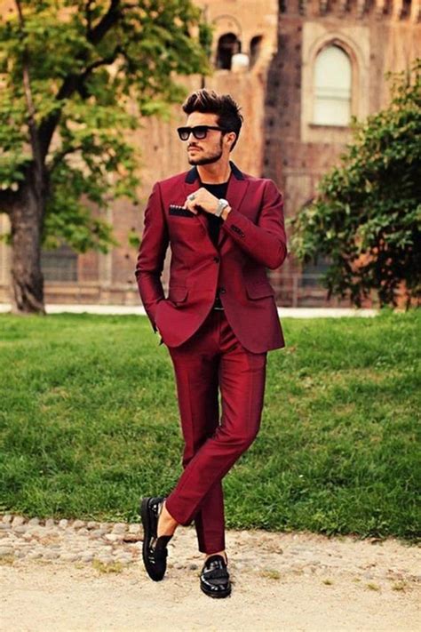 Men's Red Fashion Formal 2 Piece Suit Slim Fit Wedding - Etsy