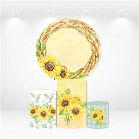 Painel Redondo Kit De Capas De Cilindros Floral Girassol Elo7