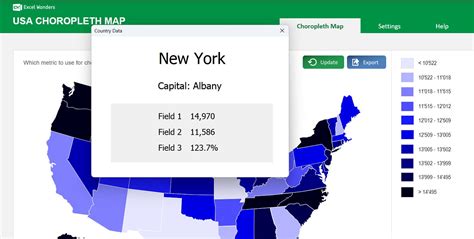 USA Choropleth Map Excel Template Interactive Data Visualization United States Map, USA States ...