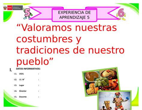 Exp V Ciclo Experiencia De Aprendizaje Valoramos Nuestras