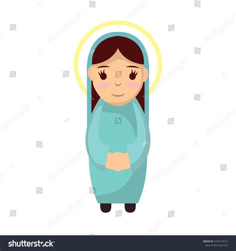 Cute Mary Virgin Manger Character Vector Royalty Free Stock Vector