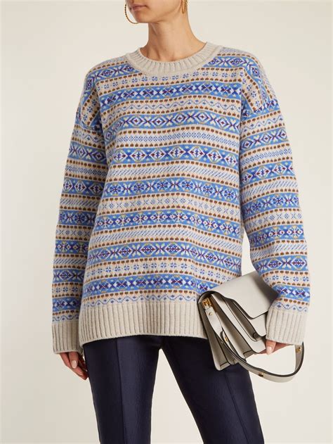 Stella Mccartney Fair Isle Oversized Wool Knit Jacquard Sweater