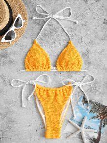 ZAFUL Smocked Tied Micro Loincloth Bikini Swimwear In YELLOW ZAFUL