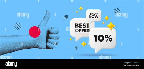 10 Percent Off Sale Discount Offer Price Sign Hand Showing Thumb Up