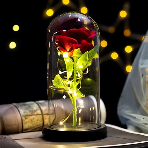 Wedding Decoration Plants Eternal Preserved Rose With Glass Flower