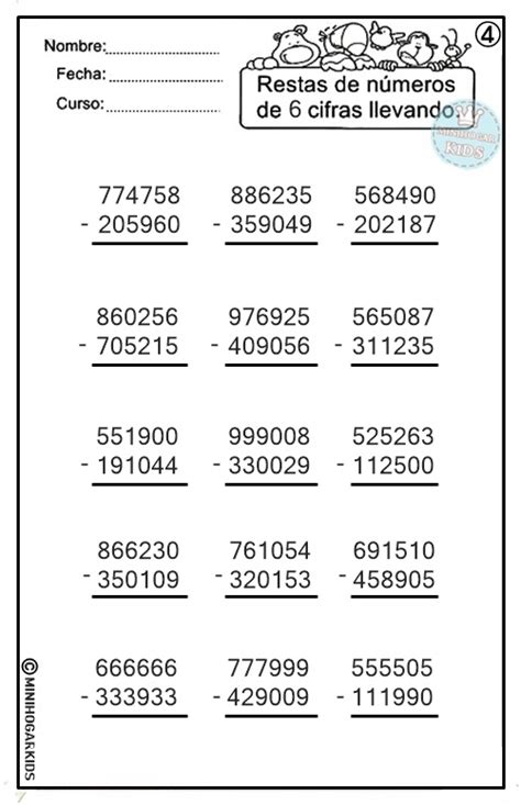Ejercicios De Resta Resueltos