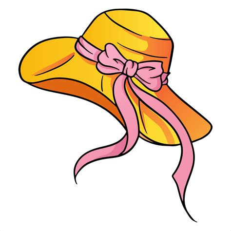 Summer Hat With Pink Bow In Cartoon Style 2403435 Vector Art At Vecteezy