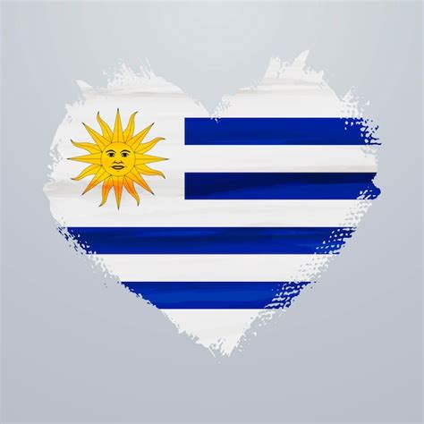 Bandera en forma de corazón de uruguay Vector Premium