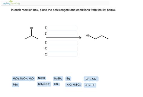 Solved In Each Reaction Box Place The Best Reagent And Chegg