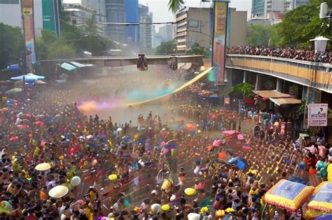 Premium Photo | Bangkok Thailand April 13 2025 Crowds celebrate