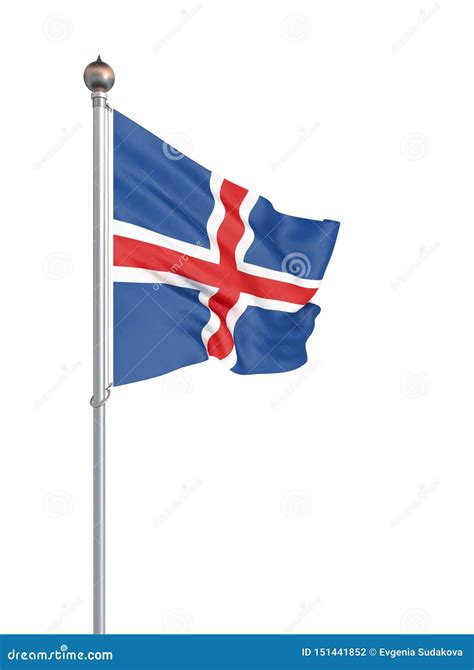 Iceland Flag Blowing In The Wind Background Texture 3d Rendering