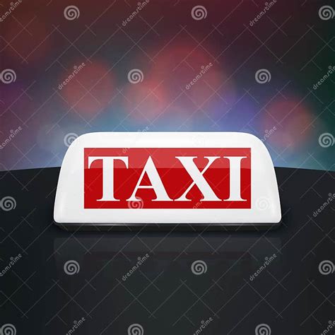 Vector 3d Realistic Taxi Car Roof Sign Closeup On The Roof Of A Car On