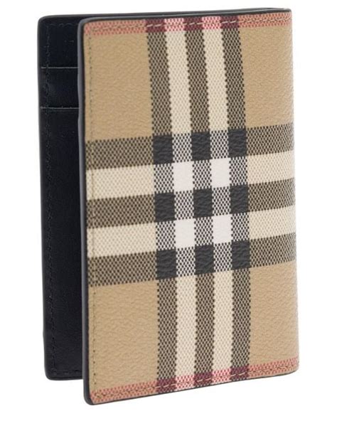 Burberry Bi Fold Card Holder With Check Motif In Natural For Men Lyst