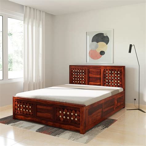 Amazon Brand Solimo Qual Queen Size Solid Sheesham Wood Bed With Box