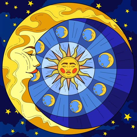 Sun And Moon Artwork With Stars