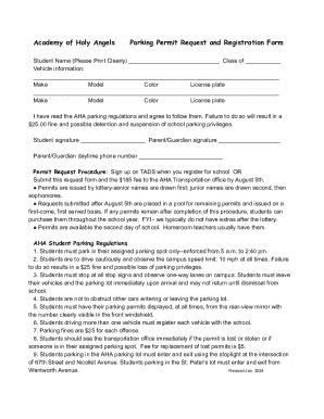 Fillable Online Parking Permit Request Form Fax Email Print