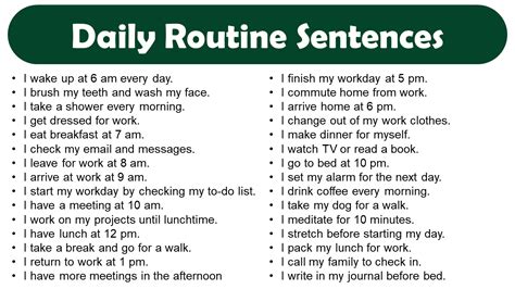 Daily Routine Sentences In English Grammarvocab