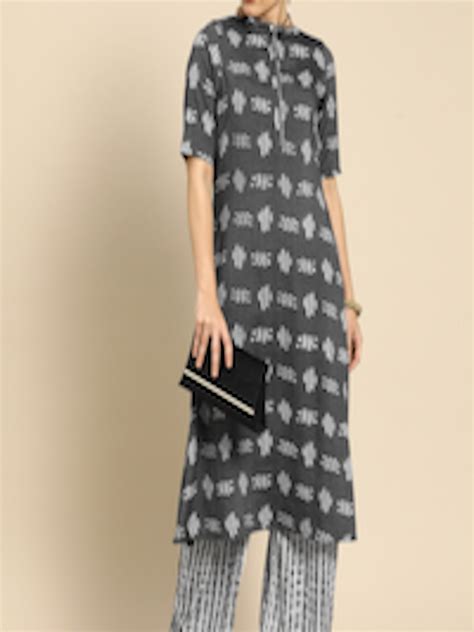 Buy Anouk Women Grey Ethnic Motifs Printed Regular Kurta With Palazzos