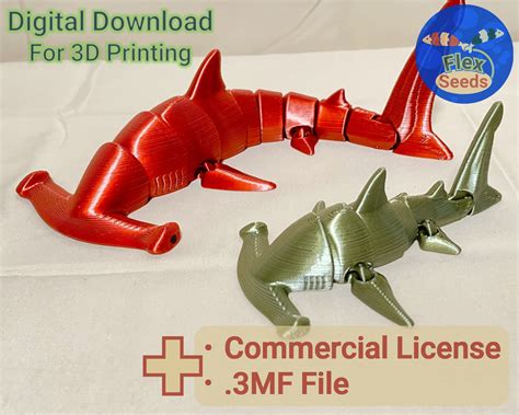 Flexi Hammerhead Shark New Type And Mini Set Stl File For Dprinting