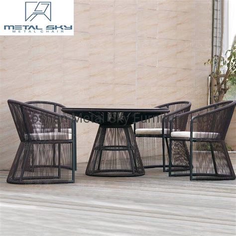 Outdoor Metal Wicker Rope Garden Hotel Restaurant Furniture Rattan