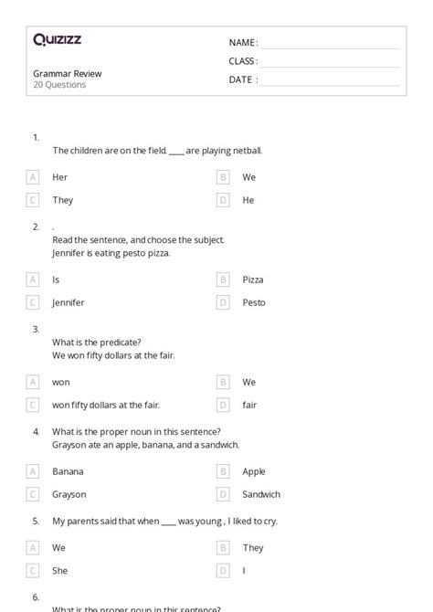 50 Grammar Worksheets For 6th Class On Quizizz Free And Printable