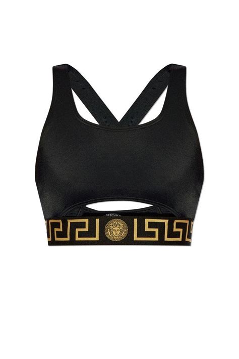 Versace Greca Border Cut Out Detailed Bikini Top In Black Lyst