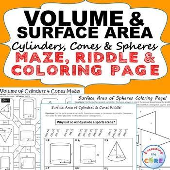 Volume Surface Area Cylinders Cones Spheres Mazes Riddles Color