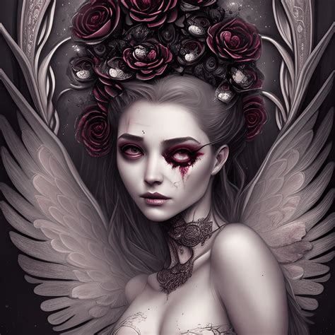 Beautiful Hyper Detailed Angels Crying Blood on Flowers · Creative Fabrica