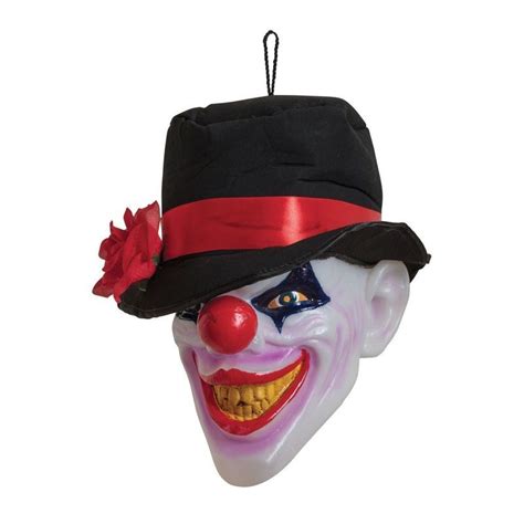 Life Sized Halloween Horror Light Up Clown Head Hanging Horror Prop Halloween