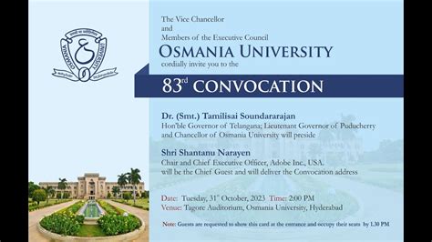 Osmania University Rd Convocation Ceremony Hyderabad Youtube