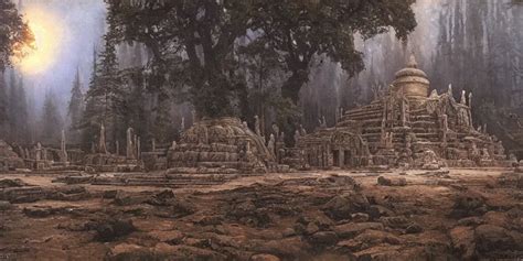 A Alien Temple By Ivan Shishkin By James Gurney Stable Diffusion