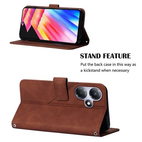 For Infinix Hot 30 Play X6835 Crossbody 3D Embossed Flip Leather Phone Case Brown Alexnld