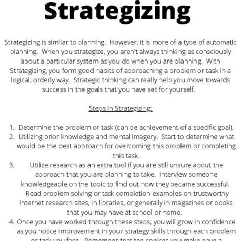 Executive Functioning Strategizing Adhd Hs Skills Add Sped Iep