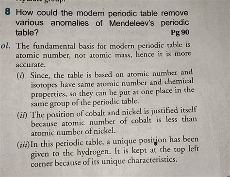 8 How Could The Modern Periodic Table Remove Various Anomalies Of Mendele