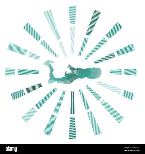 Grand Cayman Sunburst Low Poly Striped Rays And Map Of The Island