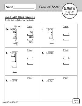 Nbt Practice Sheets Multi Digit Division By Kathleen And Mande