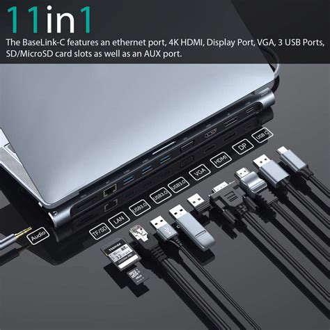 Promate USB C Hub Multifunctional 11 In 1 Type C Docking Station To