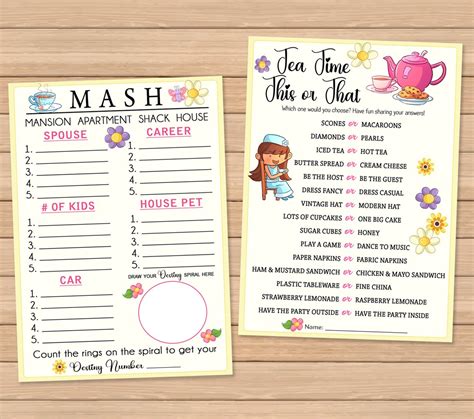 Printable Tea Party Games Tea Party Activities This or - Etsy