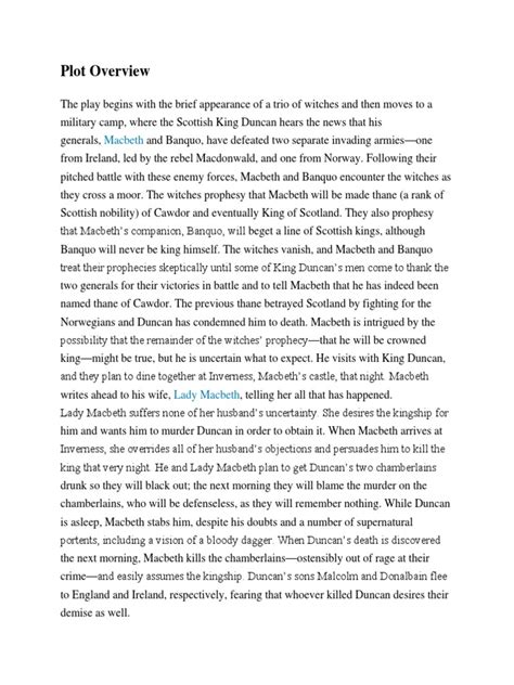 plot overview macbeth    macbeth shakespearean