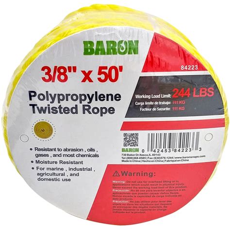 Baron Mfg Baron Rope In Dia Ft L Polypropylene