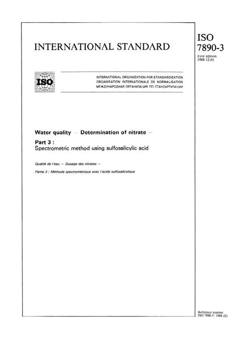 ISO 7890 3 1988 Water Quality Determination Of Nitrate Part 3