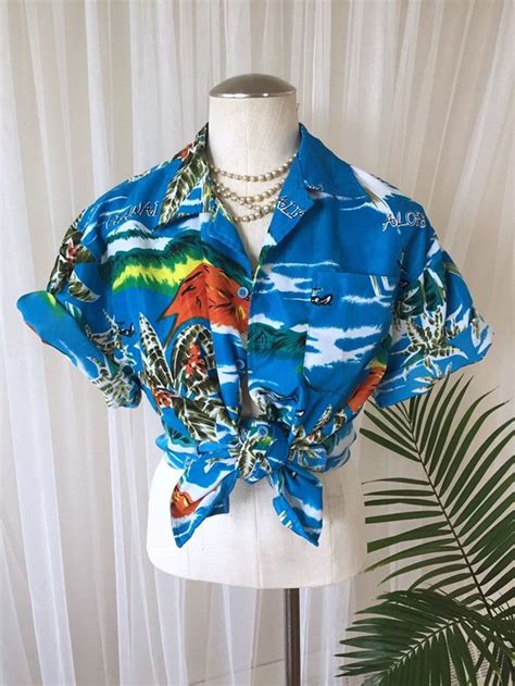 S S Hawaiian Shirt Vintage Tropical Button Down Tacky Etsy Canada