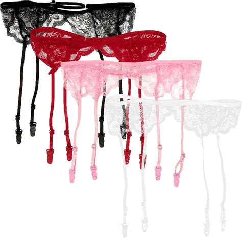 Satohom Women Lace Suspender Belt Plus Size Garter Belt Sexy Lingerie Set With 4 Strap And G