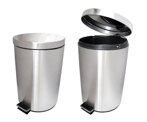 Premium Photo | Stainless steel garbage cans with open and closed lid