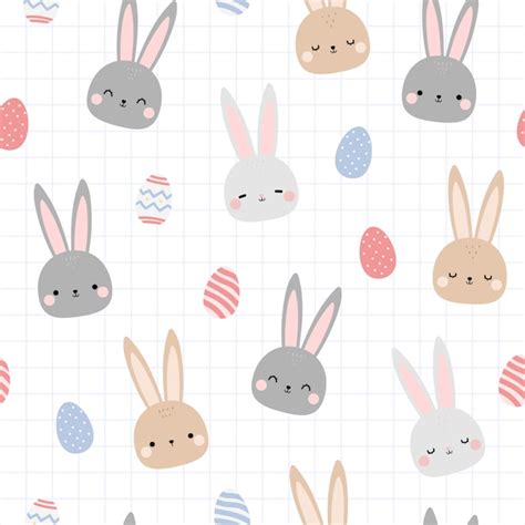 Premium Vector Cute Rabbit Bunny On Egg Cartoon Doodle Seamless