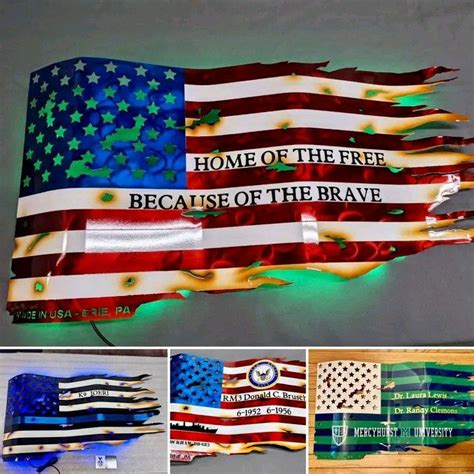 the american flag has been made out of plastic and is being hung on a wall