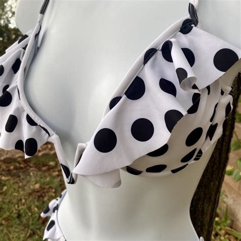 Sexy Ruffle Polka Dot Piece Bikini Tried On But Depop