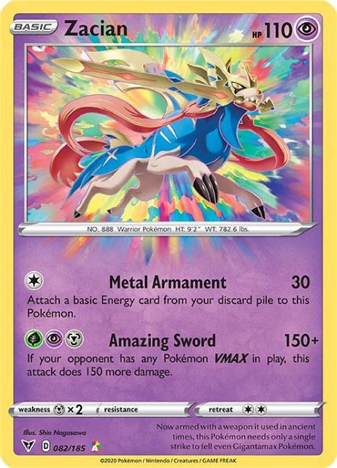 Pokemon Sword Shield Vivid Voltage Single Card Amazing Rare Zacian 82 - ToyWiz